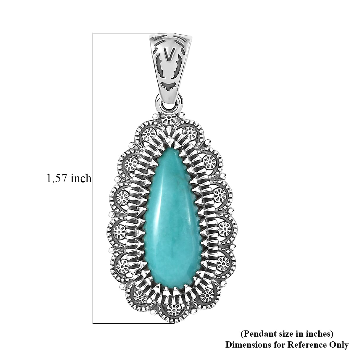 D'Joy Artisan Crafted Tahoe Naveda Turquoise 5.50 ctw Pendant without Chain in Sterling Silver  image number 5