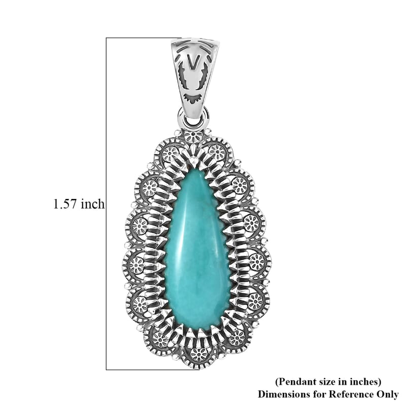 D'Joy Artisan Crafted Tahoe Nevada Turquoise 5.50 ctw Pendant without Chain in Sterling Silver 