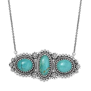 D'Joy Artisan Crafted Tahoe Naveda Turquoise 14.30 ctw Necklace 18 Inches in Sterling Silver
