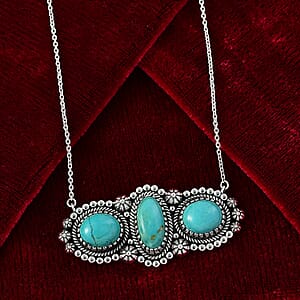 D'Joy Artisan Crafted Tahoe Nevada Turquoise 14.30 ctw Necklace 18 Inches in Sterling Silver