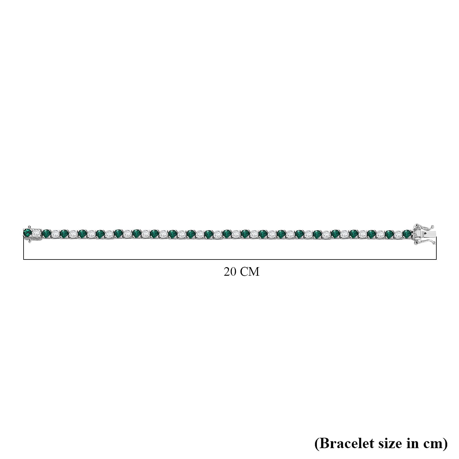 D'Joy Lab Grown Emerald and Moissanite 10.10 ctw Bracelet in Rhodium Over Sterling Silver (7.50 In)