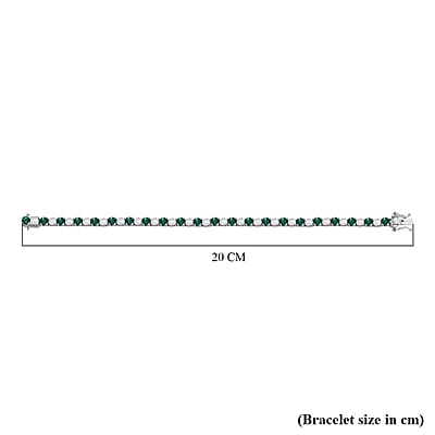 D'Joy Lab Grown Emerald and Moissanite 10.10 ctw Bracelet in Rhodium Over Sterling Silver (7.50 In)