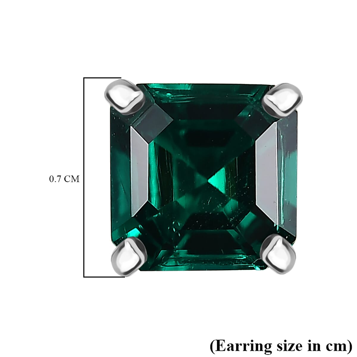 D'Joy Lab Grown Emerald 1.20 ctw Stud Earrings in Rhodium Over Sterling Silver image number 5
