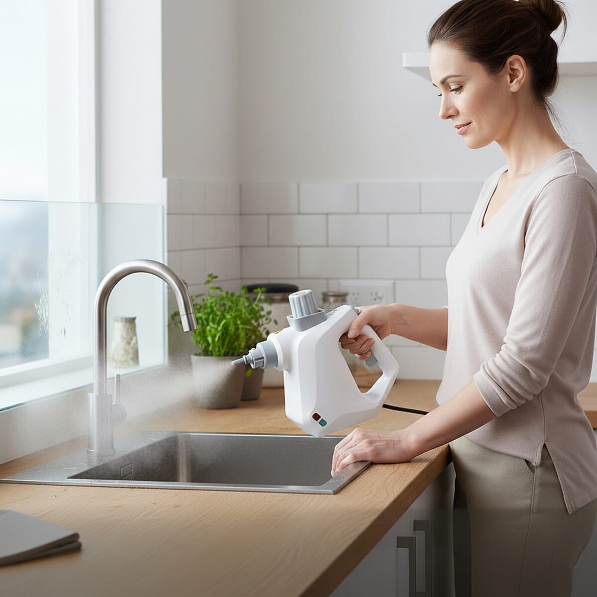 Livmore Light Blue Steam Cleaner with Plug  image number 1