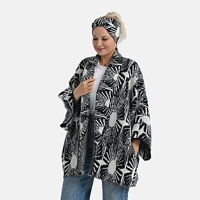 TAMSY Black & White Abstract Jacquard Knot Headband 