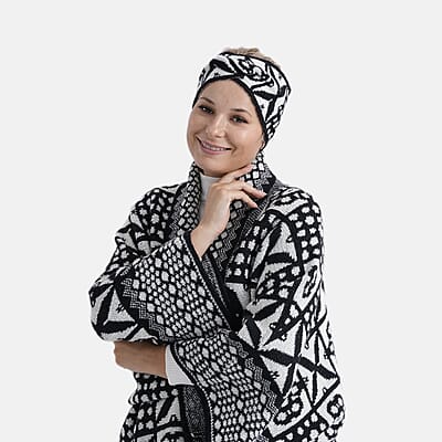 TAMSY Black & White Abstract Jacquard Knot Headband 