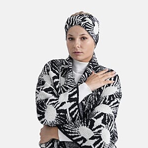 TAMSY Black & White Tile Jacquard Knot Headband