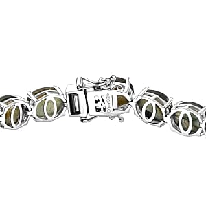 Labradorite 57.60 ctw Bracelet in Rhodium Over Sterling Silver (8.00 In)