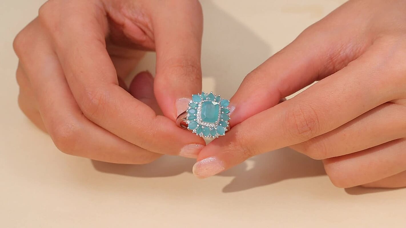 Grandidierite and Moissanite 4.60 ctw Ring