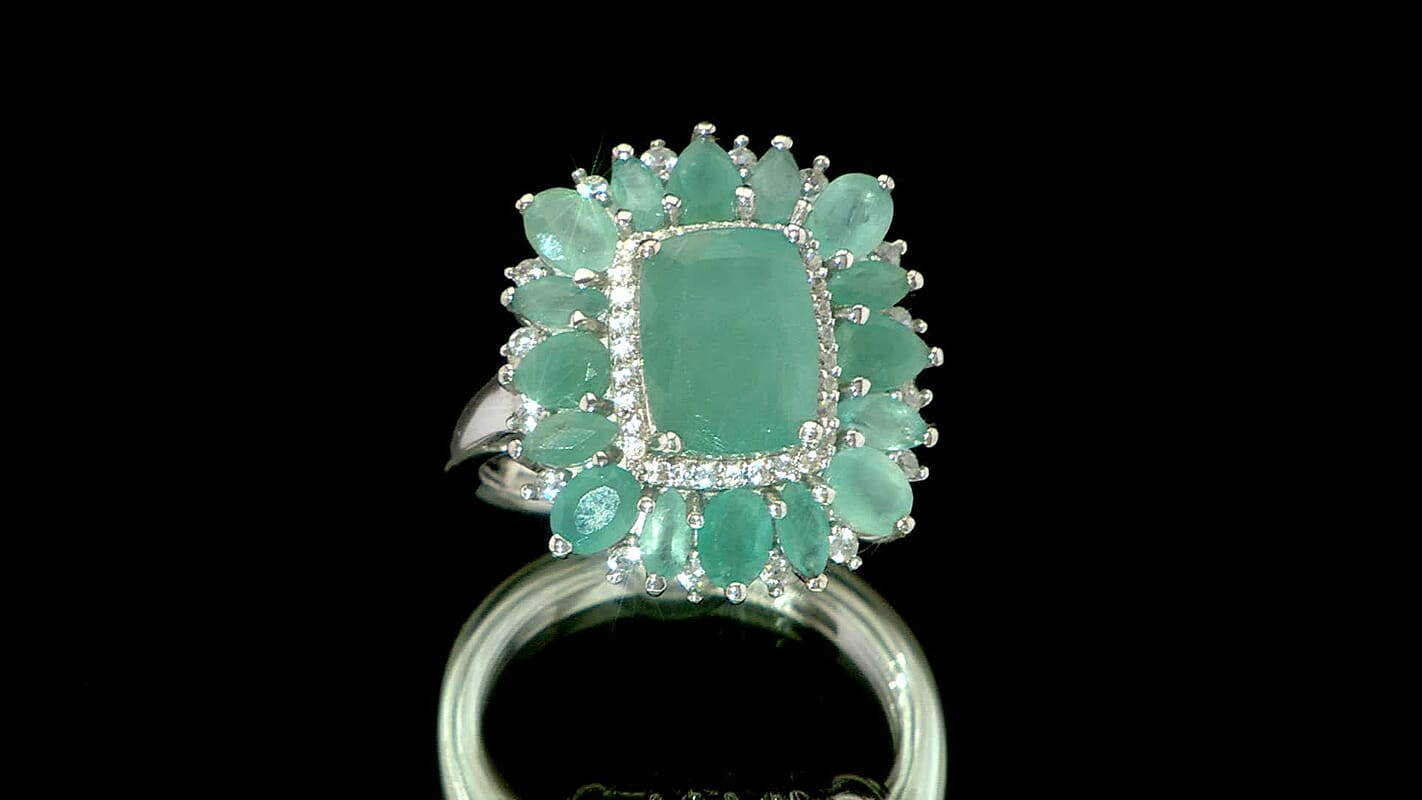 Grandidierite and Moissanite 4.60 ctw Ring