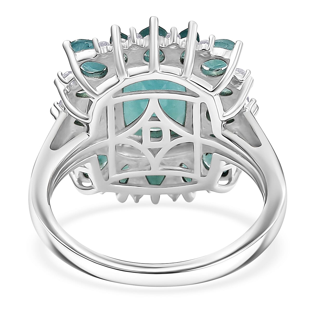 D'Joy Premium Grandidierite and White Zircon 4.60 ctw Ring in Rhodium Over Sterling Silver (Size 8.0) image number 4
