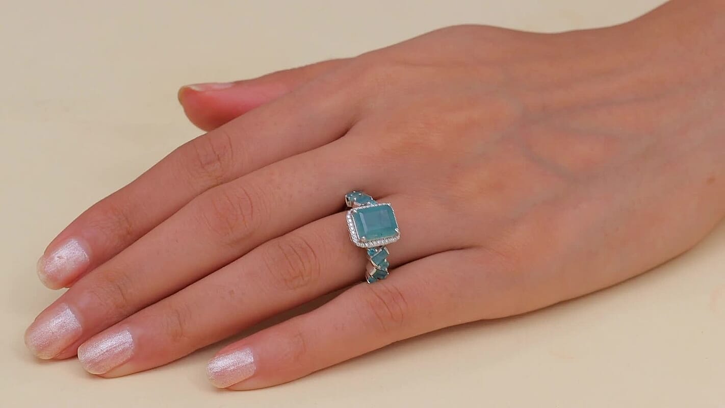 D'Joy Premium Grandidierite and Moissanite 4.60 ctw Ring