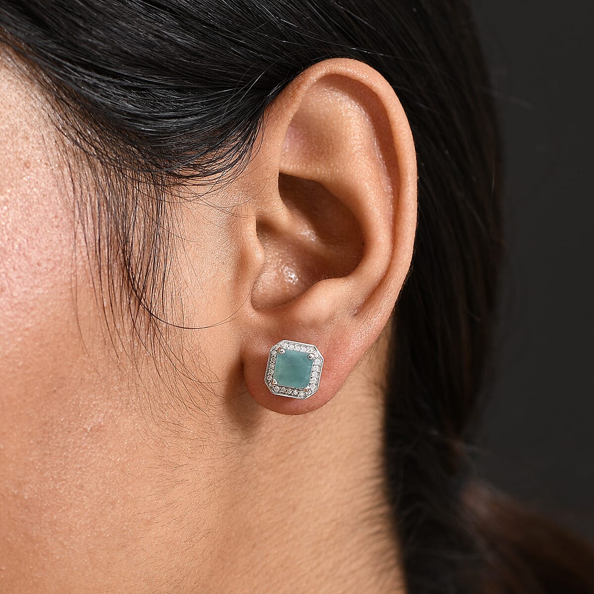 D'Joy Premium Grandidierite and Moissanite 2.35 ctw Earrings in Rhodium Over Sterling Silver image number 2