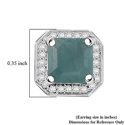 D'Joy Premium Grandidierite and Moissanite 2.35 ctw Art Deco Earrings in Rhodium Over Sterling Silver