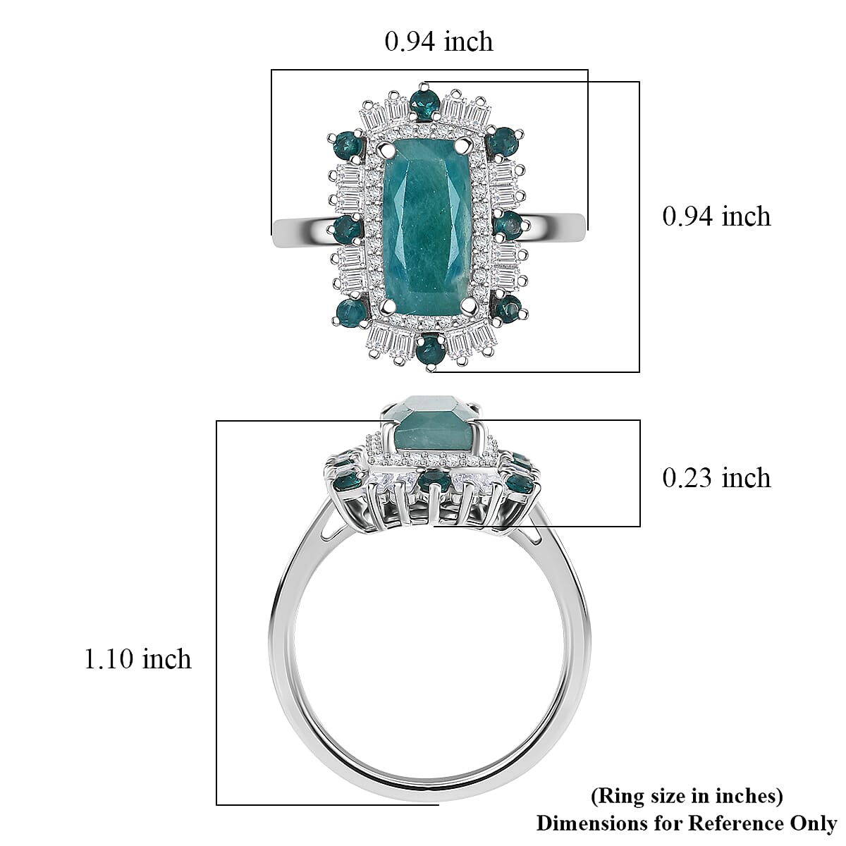 D'Joy Premium Grandidierite and Moissanite 3.50 ctw Ring in Rhodium Over Sterling Silver (Size 6.0) image number 5