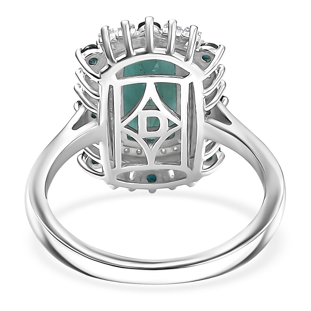 D'Joy Premium Grandidierite and Moissanite 3.50 ctw Ring in Rhodium Over Sterling Silver (Size 6.0) image number 4