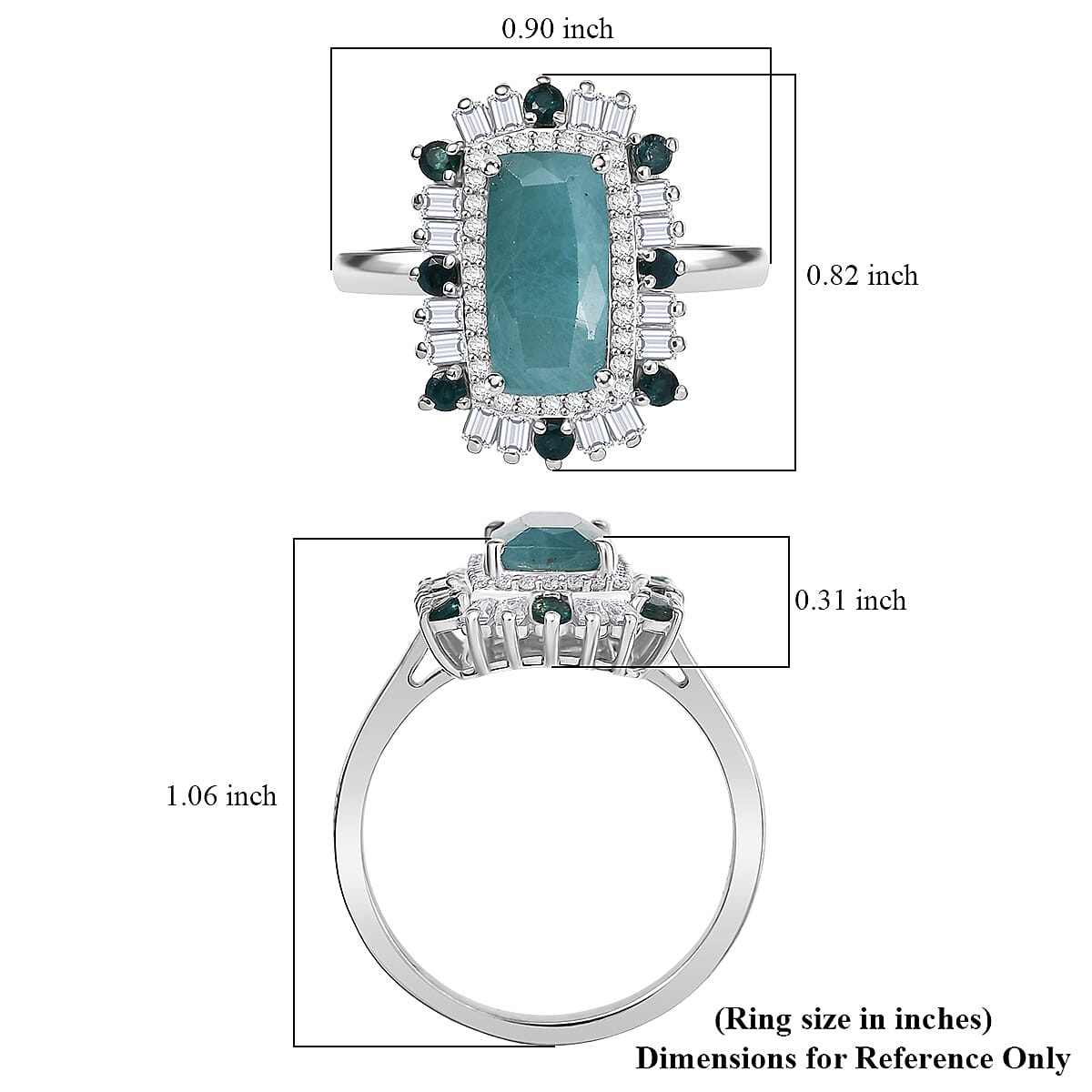 D'Joy Premium Grandidierite and Moissanite 3.50 ctw Ring in Rhodium Over Sterling Silver (Size 6.0) image number 5