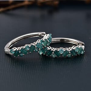 D'Joy Premium Grandidierite 2.50 ctw Art Deco Earrings in Rhodium Over Sterling Silver