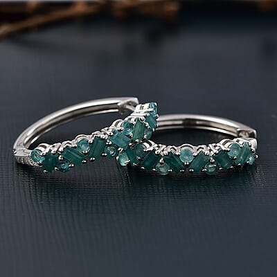 D'Joy Premium Grandidierite 2.50 ctw Art Deco Earrings in Rhodium Over Sterling Silver