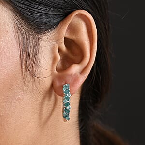 D'Joy Premium Grandidierite 2.50 ctw Art Deco Earrings in Rhodium Over Sterling Silver