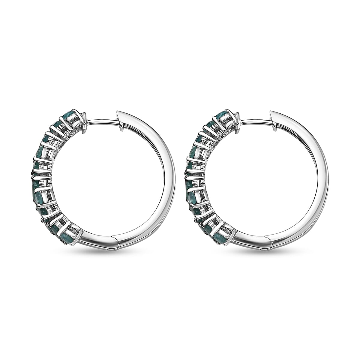 D'Joy Premium Grandidierite 2.50 ctw Hoop Earrings in Rhodium Over Sterling Silver image number 3