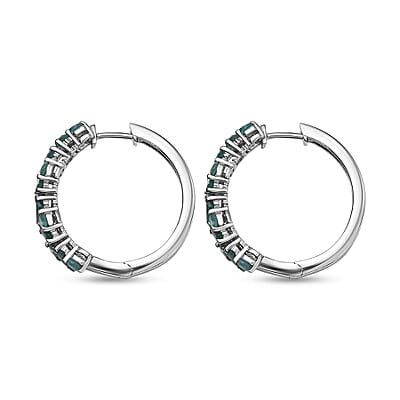 D'Joy Premium Grandidierite 2.50 ctw Art Deco Earrings in Rhodium Over Sterling Silver