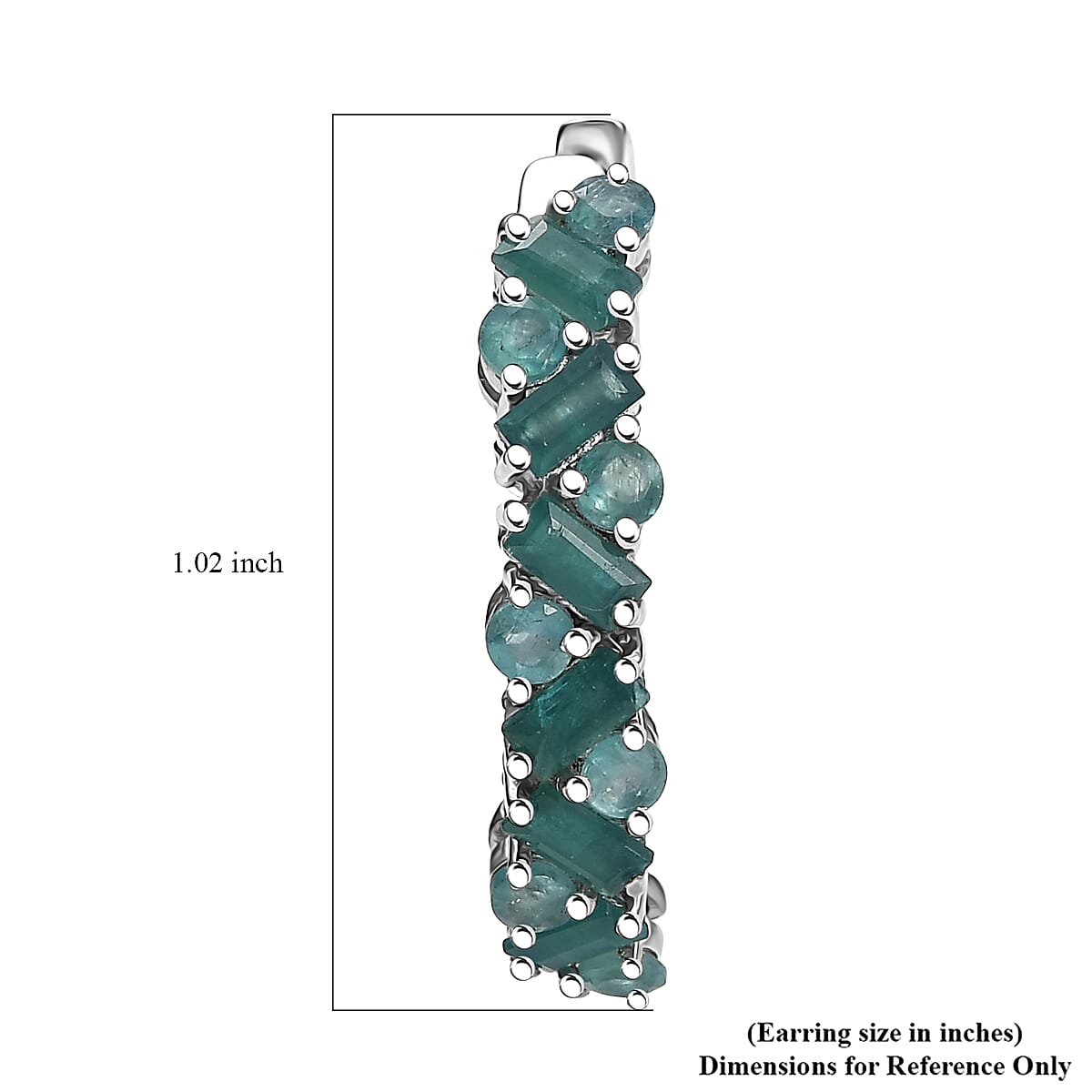 D'Joy Premium Grandidierite 2.50 ctw Hoop Earrings in Rhodium Over Sterling Silver image number 4