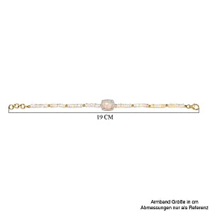 Ethiopian Welo Opal and White Zircon Beaded 20.32 ctw Bracelet in Vermeil Yellow Gold Over Sterling Silver (7.00 In)