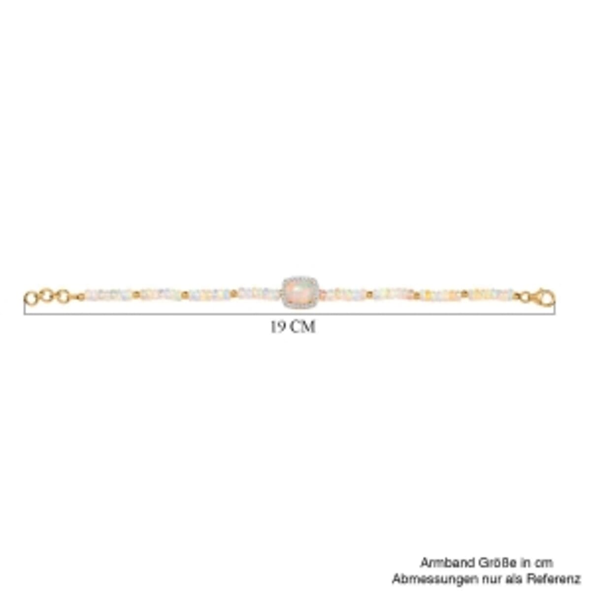 Ethiopian Welo Opal and White Zircon Beaded 20.32 ctw Bracelet in Vermeil Yellow Gold Over Sterling Silver (7.00 In) image number 4