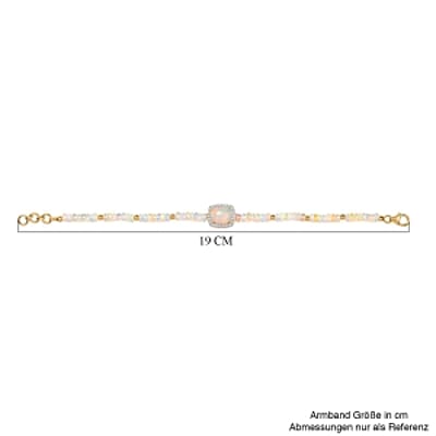 Ethiopian Welo Opal and White Zircon Beaded 20.32 ctw Bracelet in Vermeil Yellow Gold Over Sterling Silver (7.00 In)