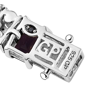 GP Royal Art Deco Collection African Amethyst and Multi Gemstone 18.00 ctw Bracelet in Rhodium Over Sterling Silver (7.25 In)