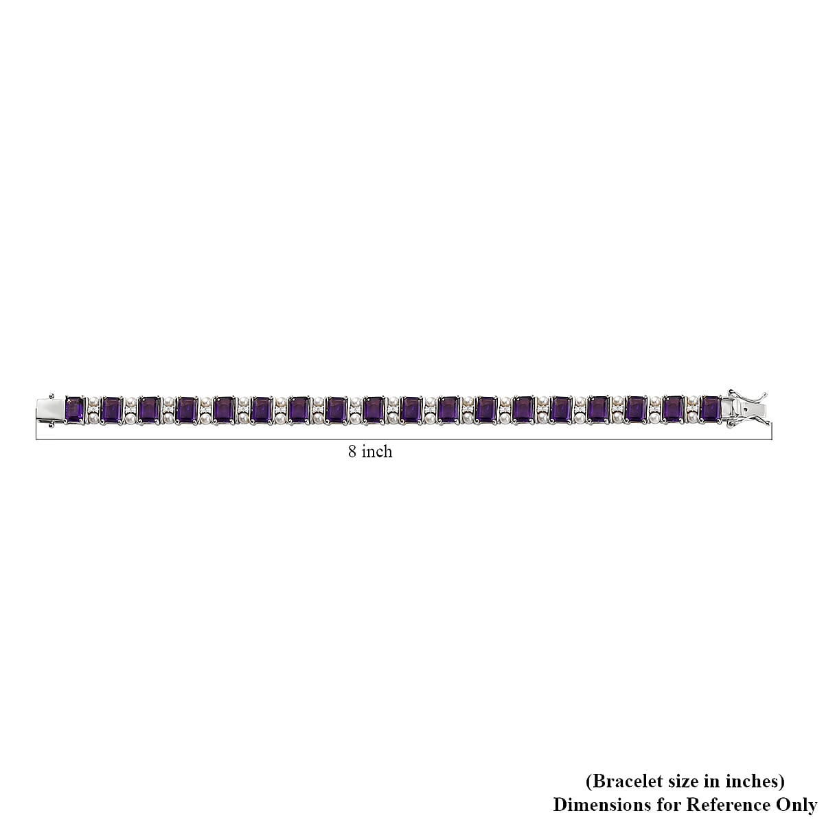 GP Royal Art Deco Collection African Amethyst and Multi Gemstone 18.00 ctw Bracelet in Rhodium Over Sterling Silver (7.25 In) image number 6