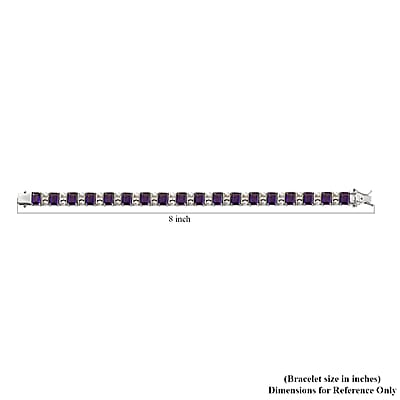 GP Royal Art Deco Collection African Amethyst and Multi Gemstone 18.00 ctw Bracelet in Rhodium Over Sterling Silver (7.25 In)