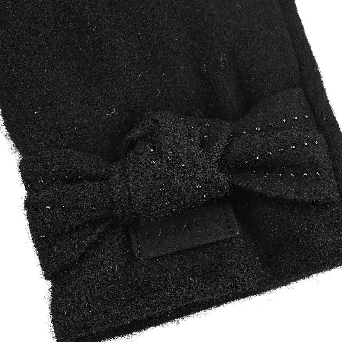 TLV Tamsy Black Cashmere Wool Gloves with 2 Fingers Screen Touch image number 3