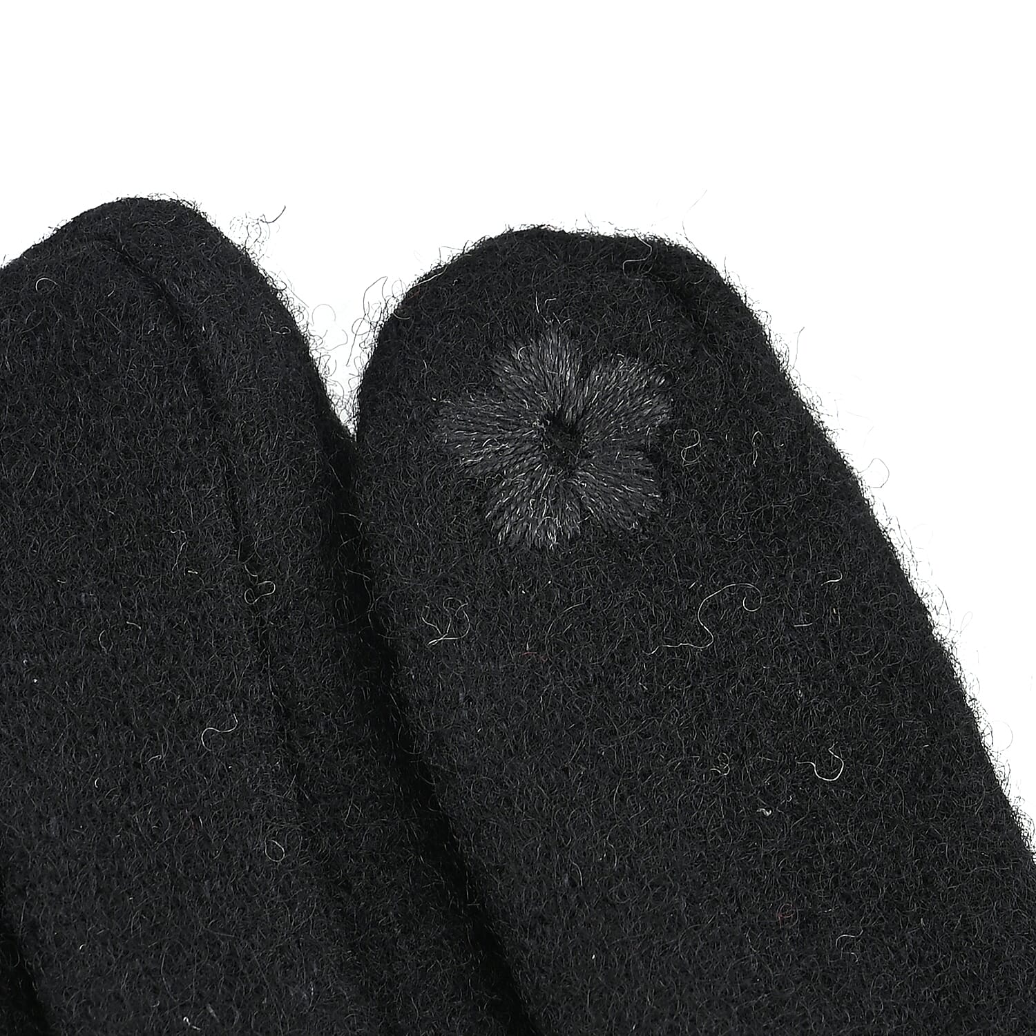 Tamsy Black Cashmere Wool Gloves with 2 Fingers Screen Touch