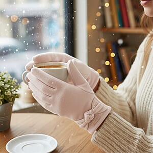 Tamsy White Cashmere Wool Gloves with 2 Fingers Screen Touch