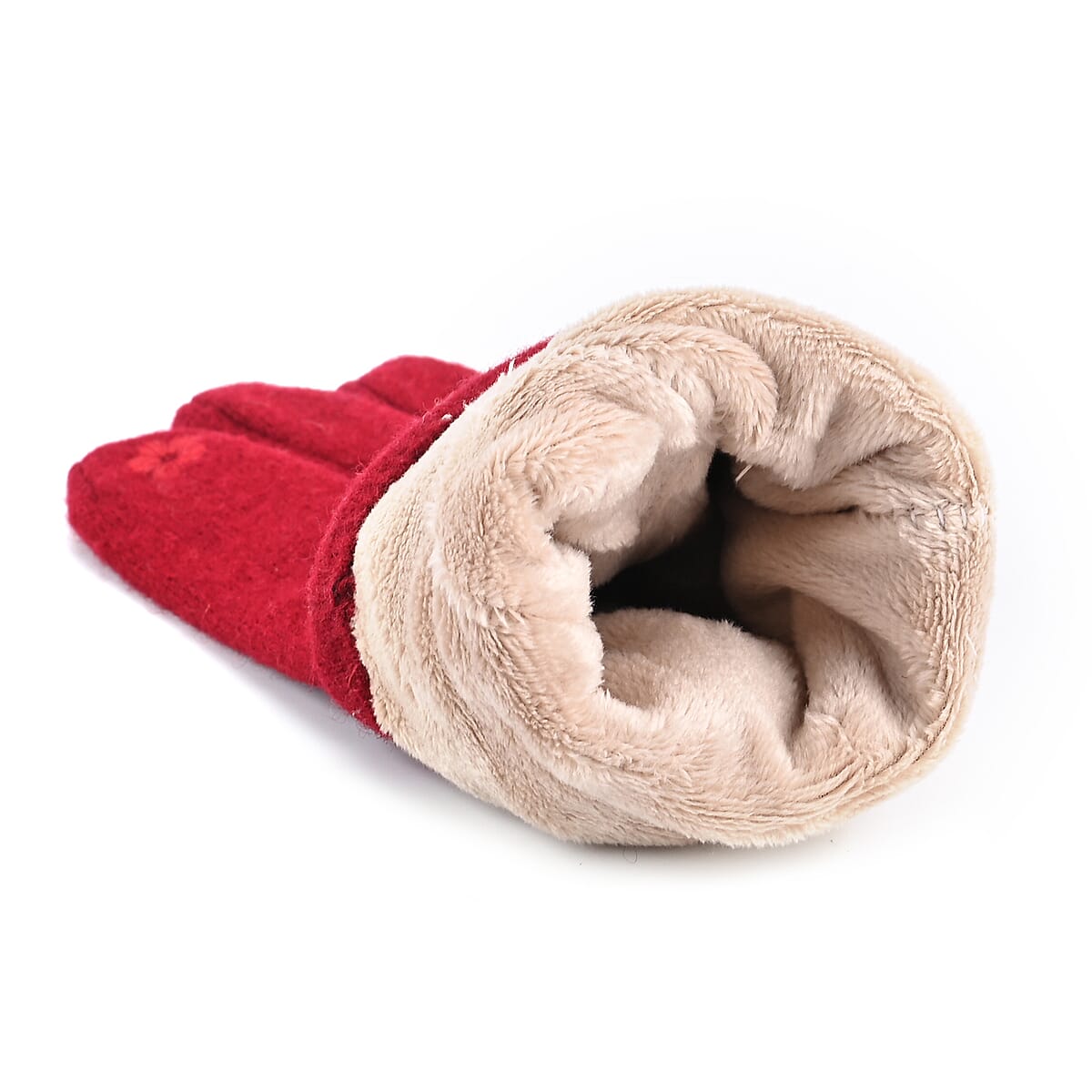 Tamsy Wine Cashmere Wool Gloves with 2 Fingers Screen Touch image number 5