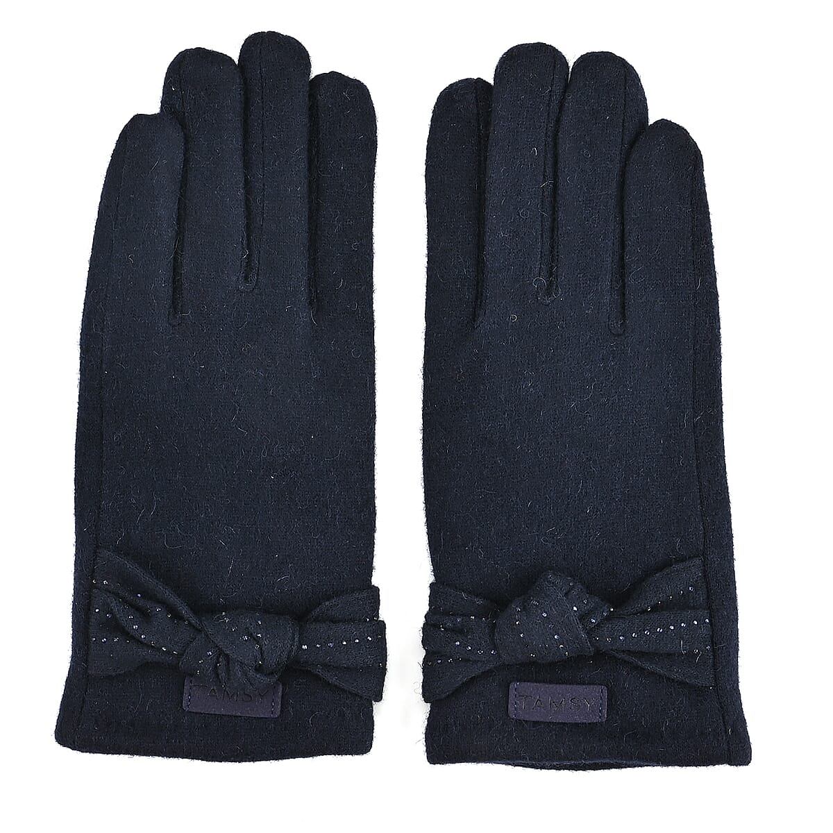 Tamsy Navy Cashmere Wool Gloves with 2 Fingers Screen Touch image number 1