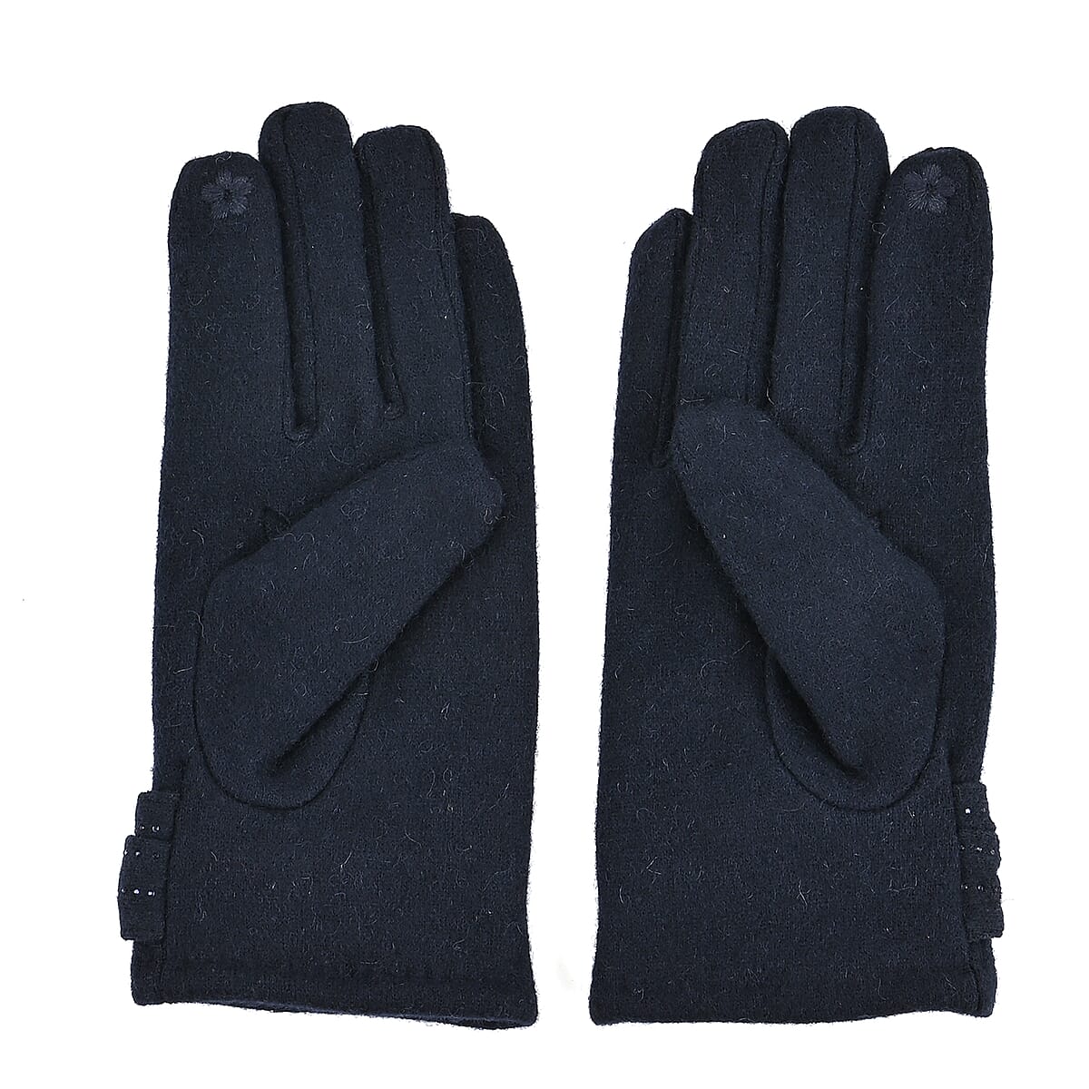 Tamsy Navy Cashmere Wool Gloves with 2 Fingers Screen Touch image number 2