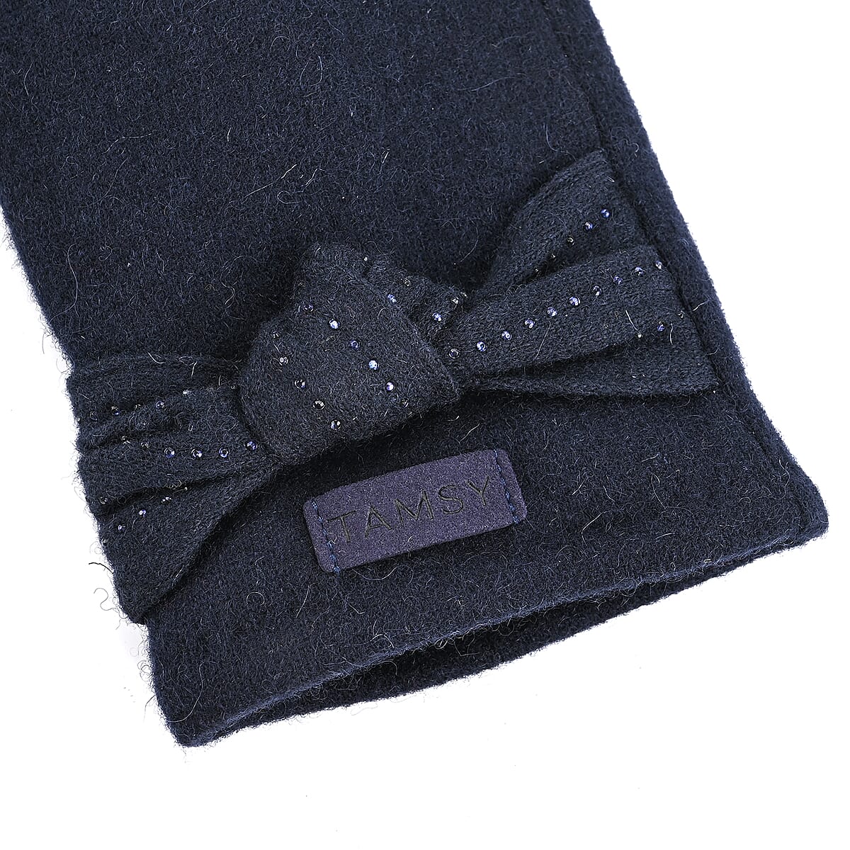 Tamsy Navy Cashmere Wool Gloves with 2 Fingers Screen Touch image number 3