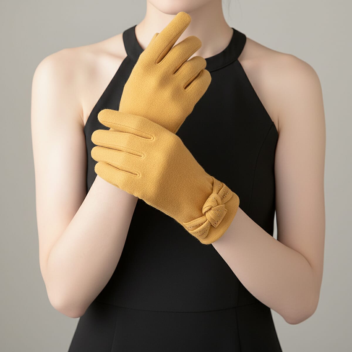 Tamsy Ginger Cashmere Wool Gloves with 2 Fingers Screen Touch image number 1