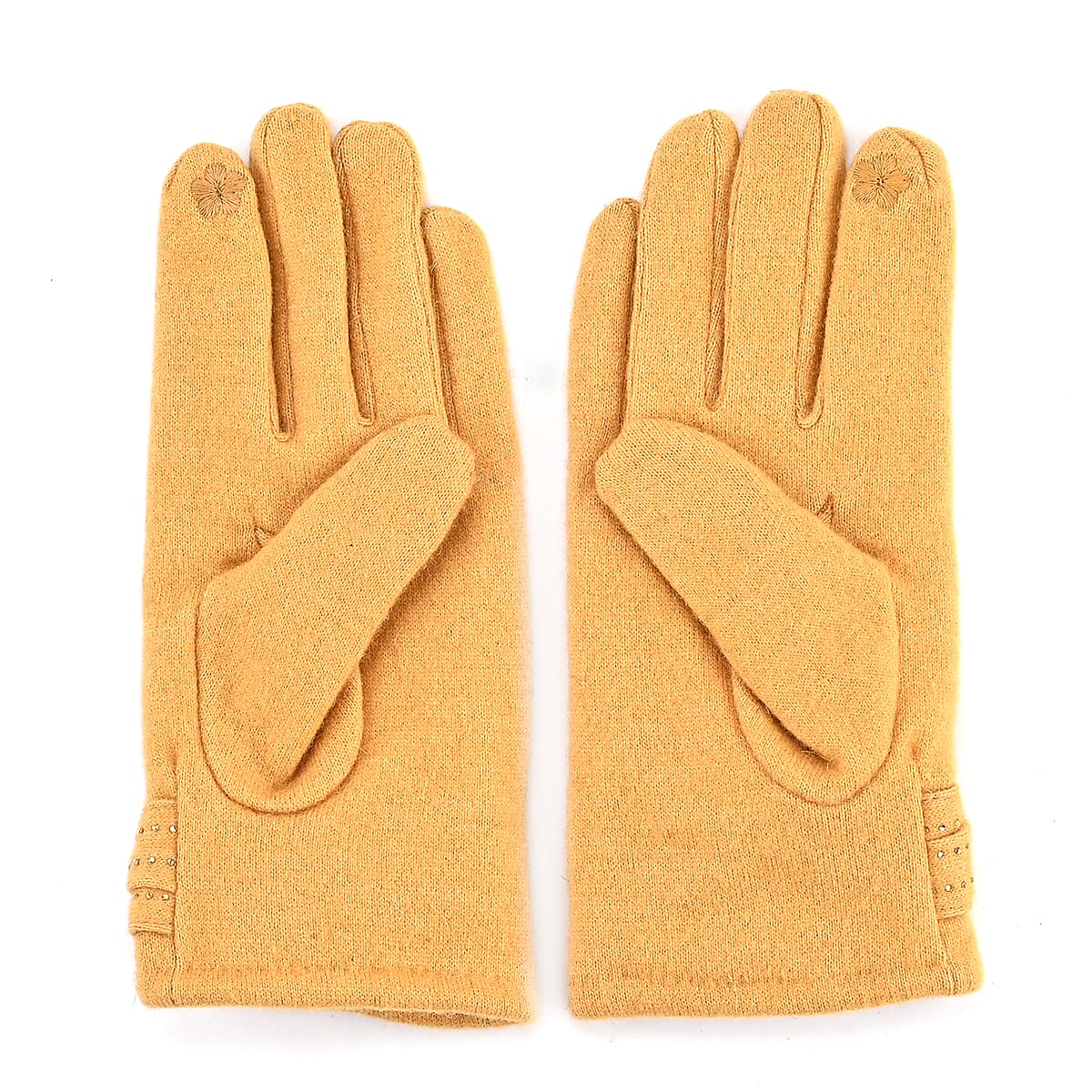 Tamsy Ginger Cashmere Wool Gloves with 2 Fingers Screen Touch image number 2