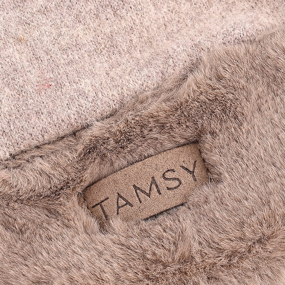 Doorbuster Tamsy Beige Cashmere Wool Gloves with Fur Cuff and Two Finger Screen Touch image number 5