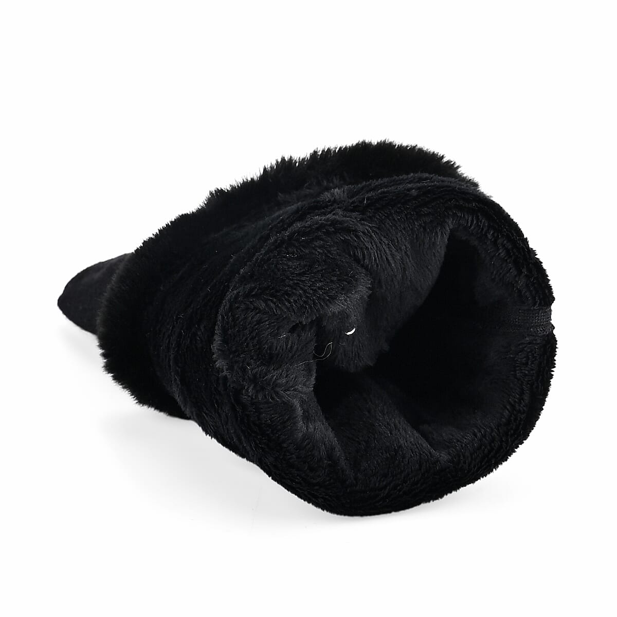 Doorbuster Tamsy Black Cashmere Wool Gloves with Fur Cuff and Two Finger Screen Touch image number 4