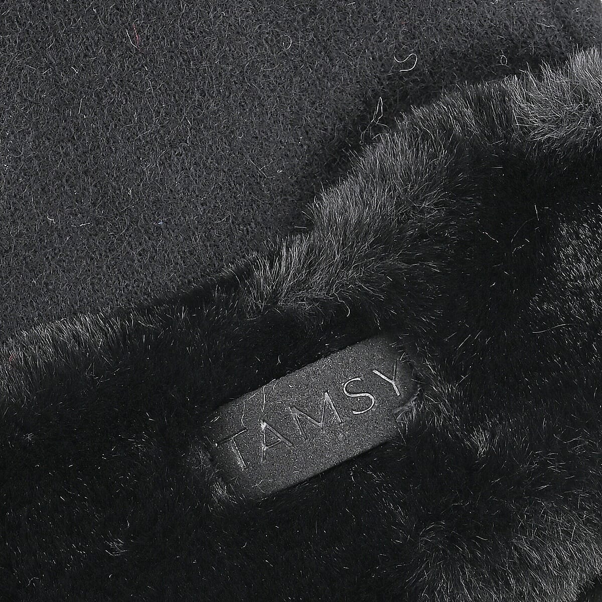 Doorbuster Tamsy Black Cashmere Wool Gloves with Fur Cuff and Two Finger Screen Touch image number 5