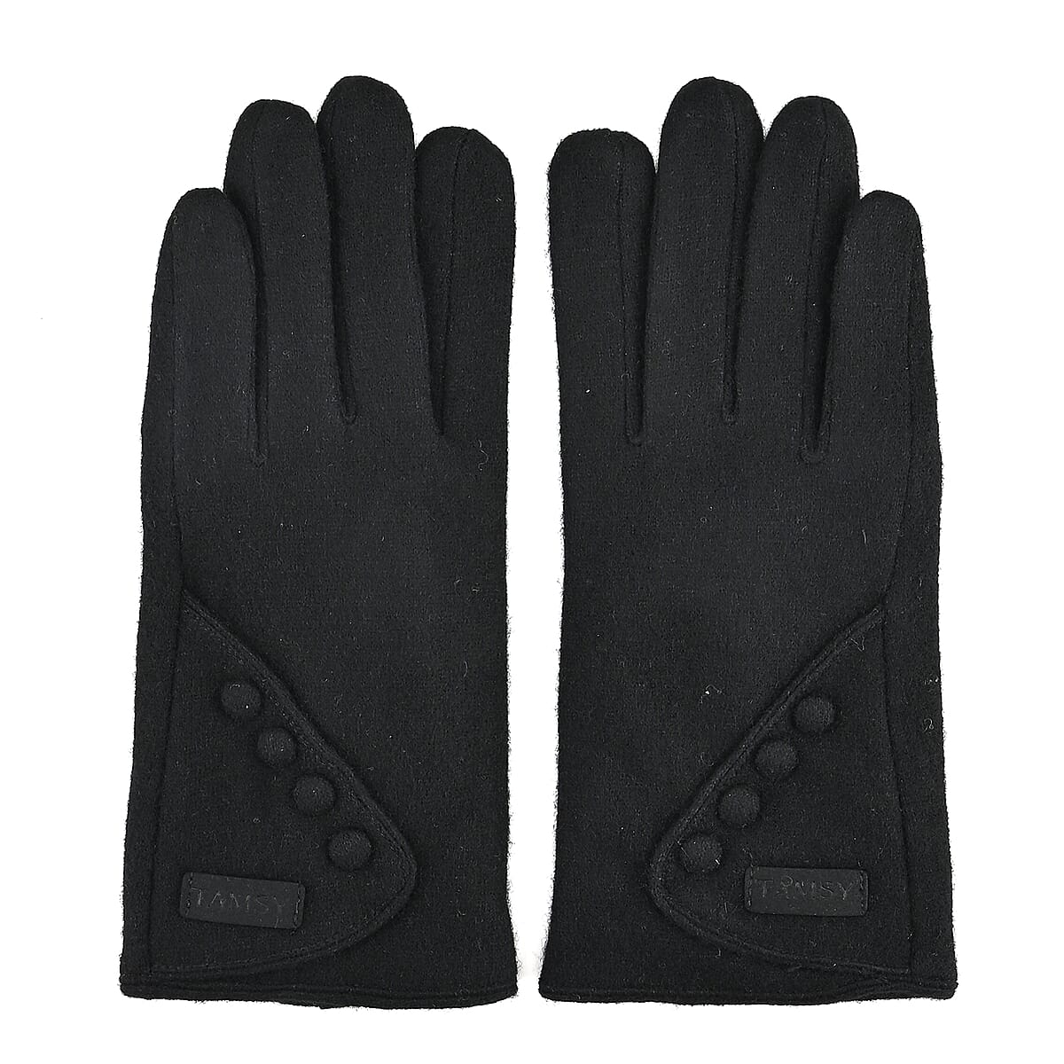 Doorbuster Tamsy Black Cashmere Wool Gloves with 2 Fingers Screen Touch - Large image number 2