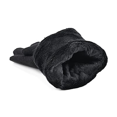 Tamsy Black Cashmere Wool Gloves with 2 Fingers Screen Touch - Large
