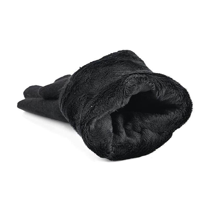 Tamsy Black Cashmere Wool Gloves with 2 Fingers Screen Touch - Large