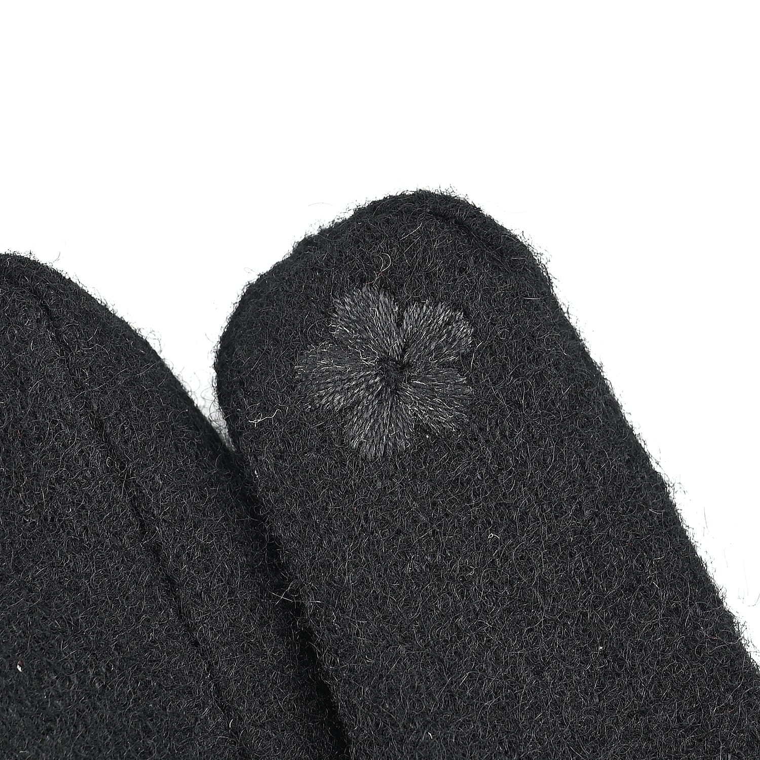  Tamsy Black Cashmere Wool Gloves with 2 Fingers Screen Touch - Large