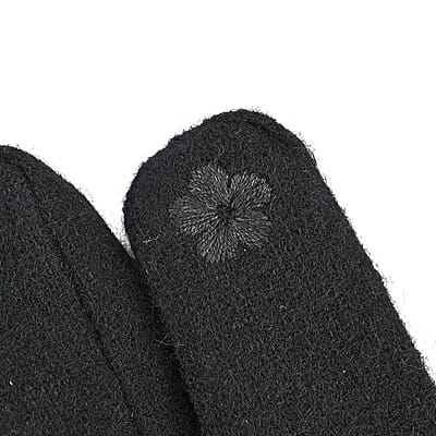 Tamsy Black Cashmere Wool Gloves with 2 Fingers Screen Touch - Large